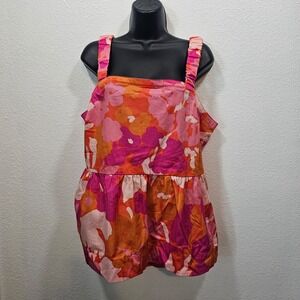 New! Free Assembly Floral Open Back Tank Top Women's Size XL